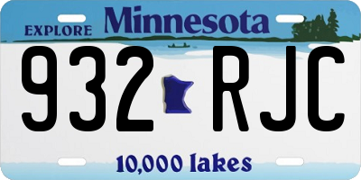 MN license plate 932RJC