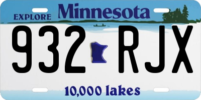 MN license plate 932RJX