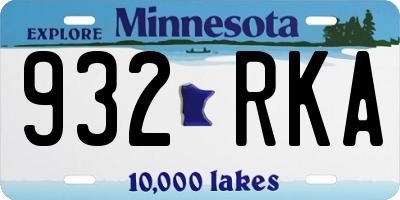 MN license plate 932RKA
