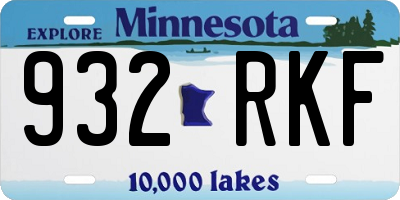 MN license plate 932RKF