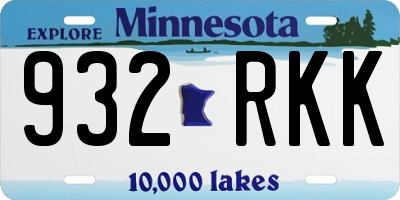 MN license plate 932RKK