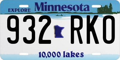 MN license plate 932RKO