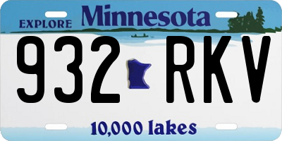 MN license plate 932RKV