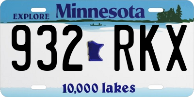 MN license plate 932RKX