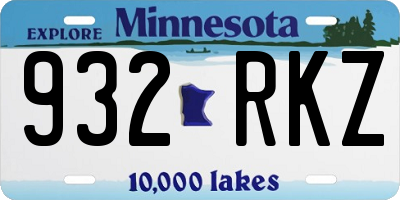 MN license plate 932RKZ