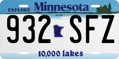 MN license plate 932SFZ