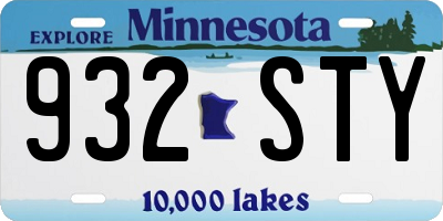 MN license plate 932STY