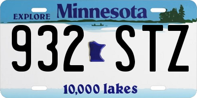 MN license plate 932STZ
