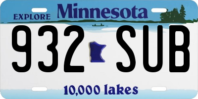 MN license plate 932SUB