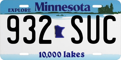 MN license plate 932SUC