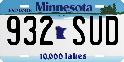 MN license plate 932SUD