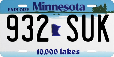 MN license plate 932SUK