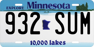 MN license plate 932SUM