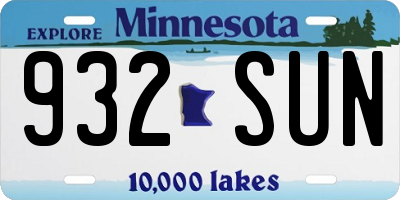MN license plate 932SUN