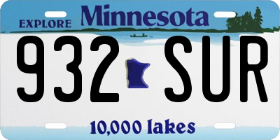 MN license plate 932SUR