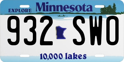 MN license plate 932SWO