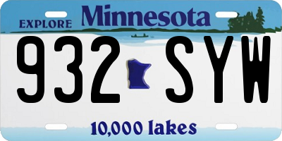 MN license plate 932SYW