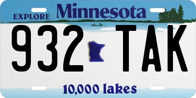 MN license plate 932TAK