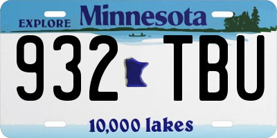MN license plate 932TBU