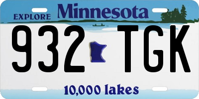 MN license plate 932TGK