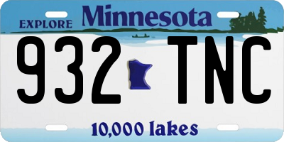 MN license plate 932TNC
