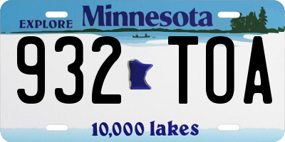 MN license plate 932TOA
