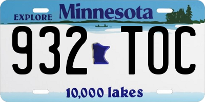 MN license plate 932TOC
