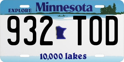 MN license plate 932TOD