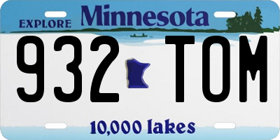 MN license plate 932TOM