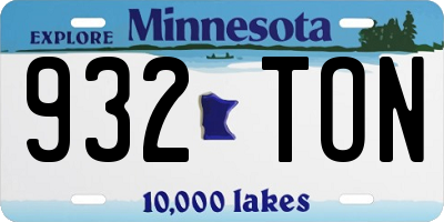 MN license plate 932TON