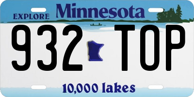 MN license plate 932TOP