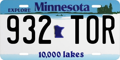 MN license plate 932TOR