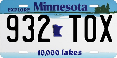 MN license plate 932TOX