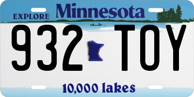MN license plate 932TOY
