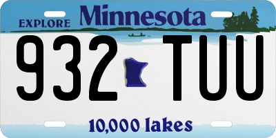 MN license plate 932TUU
