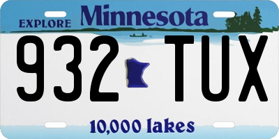 MN license plate 932TUX
