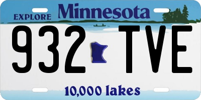 MN license plate 932TVE