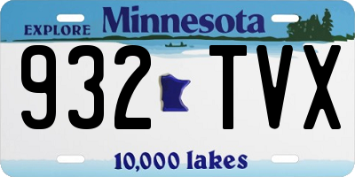 MN license plate 932TVX