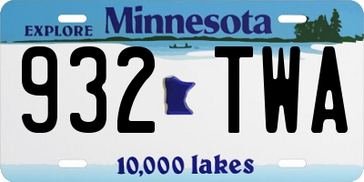 MN license plate 932TWA