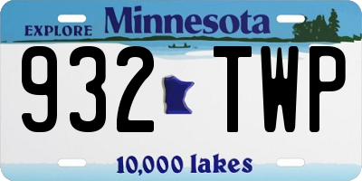 MN license plate 932TWP