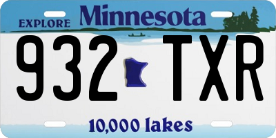 MN license plate 932TXR
