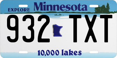MN license plate 932TXT