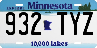 MN license plate 932TYZ