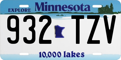 MN license plate 932TZV
