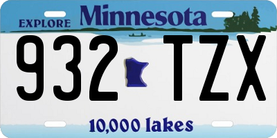 MN license plate 932TZX