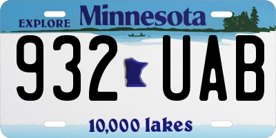 MN license plate 932UAB