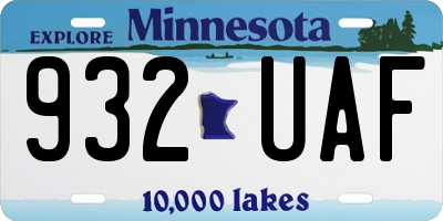 MN license plate 932UAF