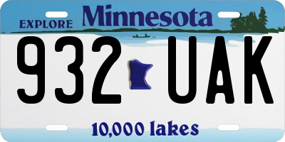 MN license plate 932UAK