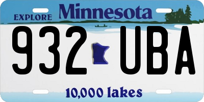 MN license plate 932UBA