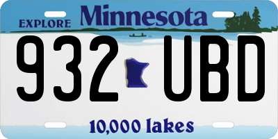 MN license plate 932UBD